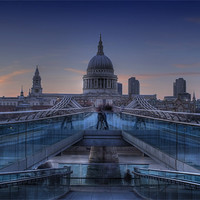 Buy canvas prints of Ghosts on Millenium Bridge and St Pauls by Dean Messenger