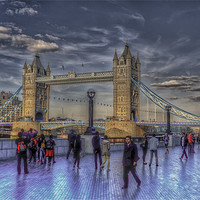 Buy canvas prints of Tower Bridge Tourists by Dean Messenger