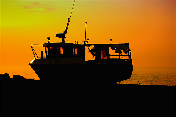 old boat at sunrise Picture Board by Dean Messenger