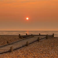 Buy canvas prints of Dungeness Beach Sunrise by Dean Messenger