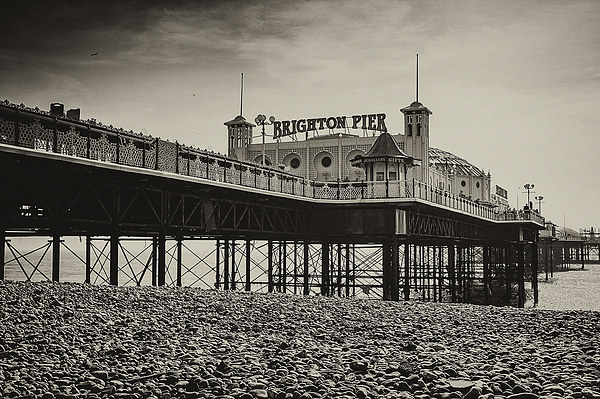 Brighton Pier Sepia toned Picture Board by Dean Messenger