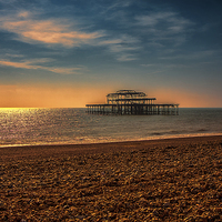 Buy canvas prints of Brighton west Pier Sunset by Dean Messenger