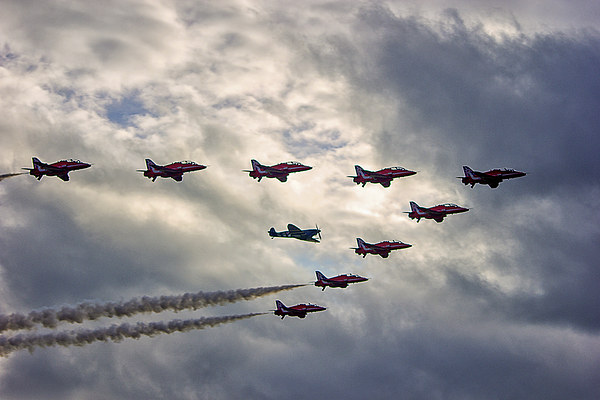 Red Arrows and Spitfire Picture Board by Dean Messenger