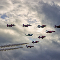 Buy canvas prints of Red Arrows and Spitfire by Dean Messenger