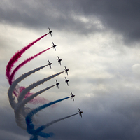 Buy canvas prints of Red Arrows Phoenix Formation by Dean Messenger
