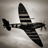 Buy canvas prints of Spitfire Black and White by Dean Messenger