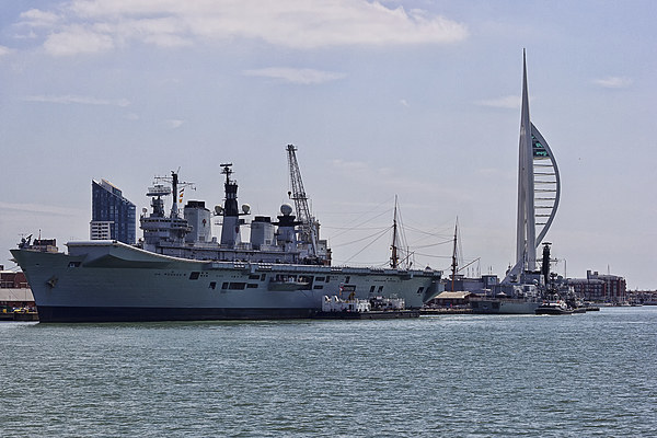  HMS llustrious and Spinnaker Tower Picture Board by Dean Messenger