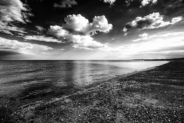  Pagham Beach Black and White Picture Board by Dean Messenger