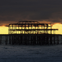 Buy canvas prints of  brighton west pier Silhouette by Dean Messenger