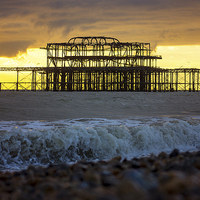 Buy canvas prints of  Brighton West Pier sunset by Dean Messenger