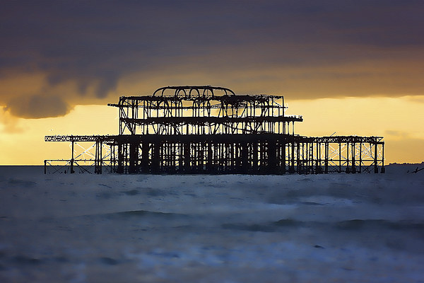  Brighton West Pier Painting Picture Board by Dean Messenger