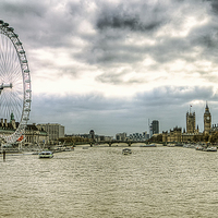Buy canvas prints of  London eye , big ben and st Thomas Hospital by Dean Messenger