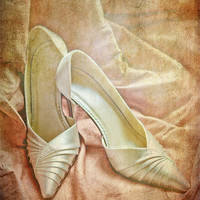 Buy canvas prints of vintage wedding shoes by meirion matthias