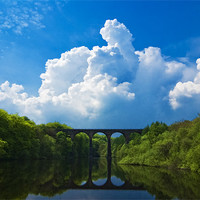 Buy canvas prints of wayoh reservoir and armsgrove viaduct by meirion matthias