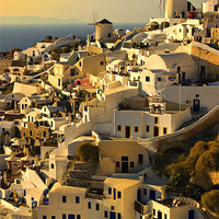 Buy canvas prints of an evening in Oia by meirion matthias