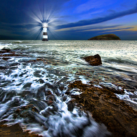 Buy canvas prints of penmon light and puffin island by meirion matthias