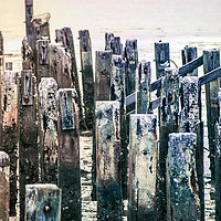 Buy canvas prints of Broken weathered pier by Mandy Rice