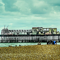 Buy canvas prints of Hastings Pier post fire by Mandy Rice