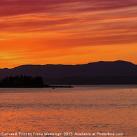 Buy canvas prints of Sundown over Oban Bay by Fiona Messenger