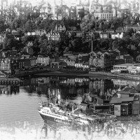 Buy canvas prints of Oban in Black and White by Fiona Messenger