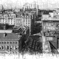 Buy canvas prints of Up on the Rooftops of Glasgow by Fiona Messenger