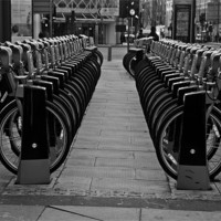 Buy canvas prints of London bikes by karen shivas
