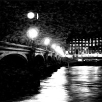 Buy canvas prints of Lamplight over westminster bridge by karen shivas