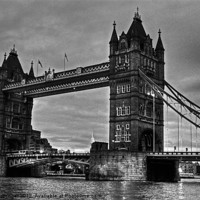 Buy canvas prints of Tower bridge in black and white by Sara Messenger