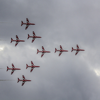 Buy canvas prints of Red arrows Concorde formation by Sara Messenger