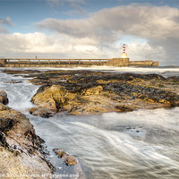 Buy canvas prints of Amble Pier Rocks by Chris Frost