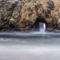Buy canvas prints of Pfeiffer Beach Keyhole Rock Fog by Chris Frost