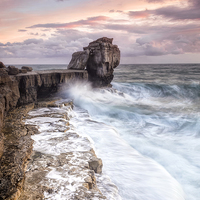 Buy canvas prints of Autumn storms at Portlands Pulpit Rock by Chris Frost