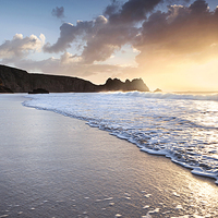 Buy canvas prints of Porthcurno Beach Sunrise by Chris Frost