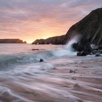 Buy canvas prints of  Sunset Waves at Marloes Sands by Chris Frost