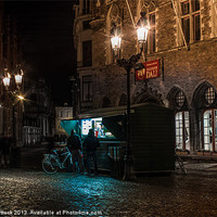 Buy canvas prints of Frites Stall at Night by Neal P