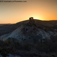 Buy canvas prints of Corfe Castle Sunrise by Neal P