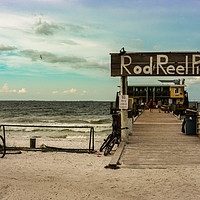 Buy canvas prints of Rod & Reel Pier and a Bike by Neal P