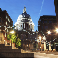 Buy canvas prints of Light painting at St Pauls Cathedral by Caroline Opacic