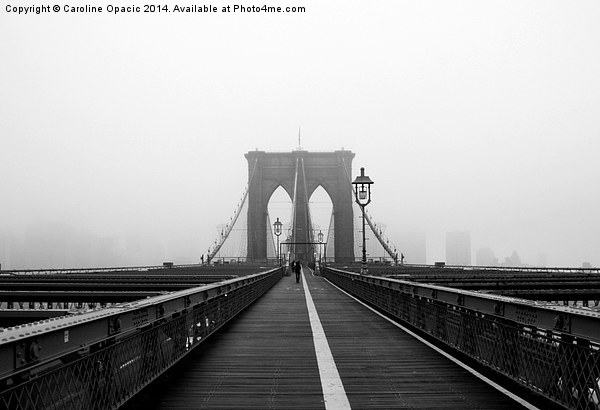 Foggy Brooklyn Bridge Acrylic by Caroline Opacic