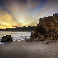 Buy canvas prints of Sunset at Praia Da Oura, Albufeira, Portugal by Phil Clements