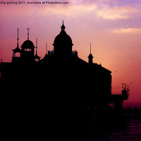 Buy canvas prints of Eastbourne pier silhouette. by camera man