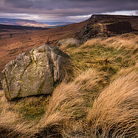 Buy canvas prints of Windy Day on Stanage Edge. by Rob Turner