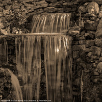 Buy canvas prints of Rocky Waterfall Black and White by Michael Waters Photography