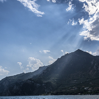Buy canvas prints of  Sunlight on Lake Garda by Julian Bowdidge