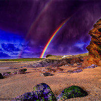 Buy canvas prints of Rainbow at the beach by Andrew Driver