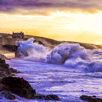 Buy canvas prints of Winter at Porthleven by Andrew Driver