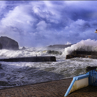 Buy canvas prints of Mullion cove storm by Andrew Driver