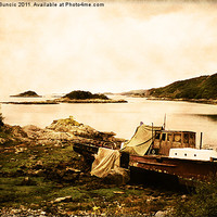 Buy canvas prints of Derelict boat in Outer Hebrides by Jasna Buncic