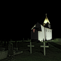 Buy canvas prints of Little Church at Night by Jasna Buncic