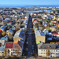 Buy canvas prints of Reykjavik Cityscape Panorama by Jasna Buncic